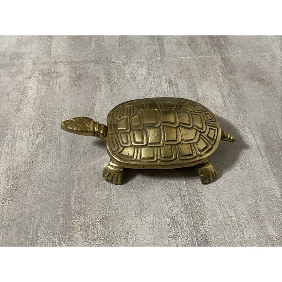 Other - Brass Turtle Hinged Trinket Stash Box Ashtray Retro Mod VTG Mid Century Modern